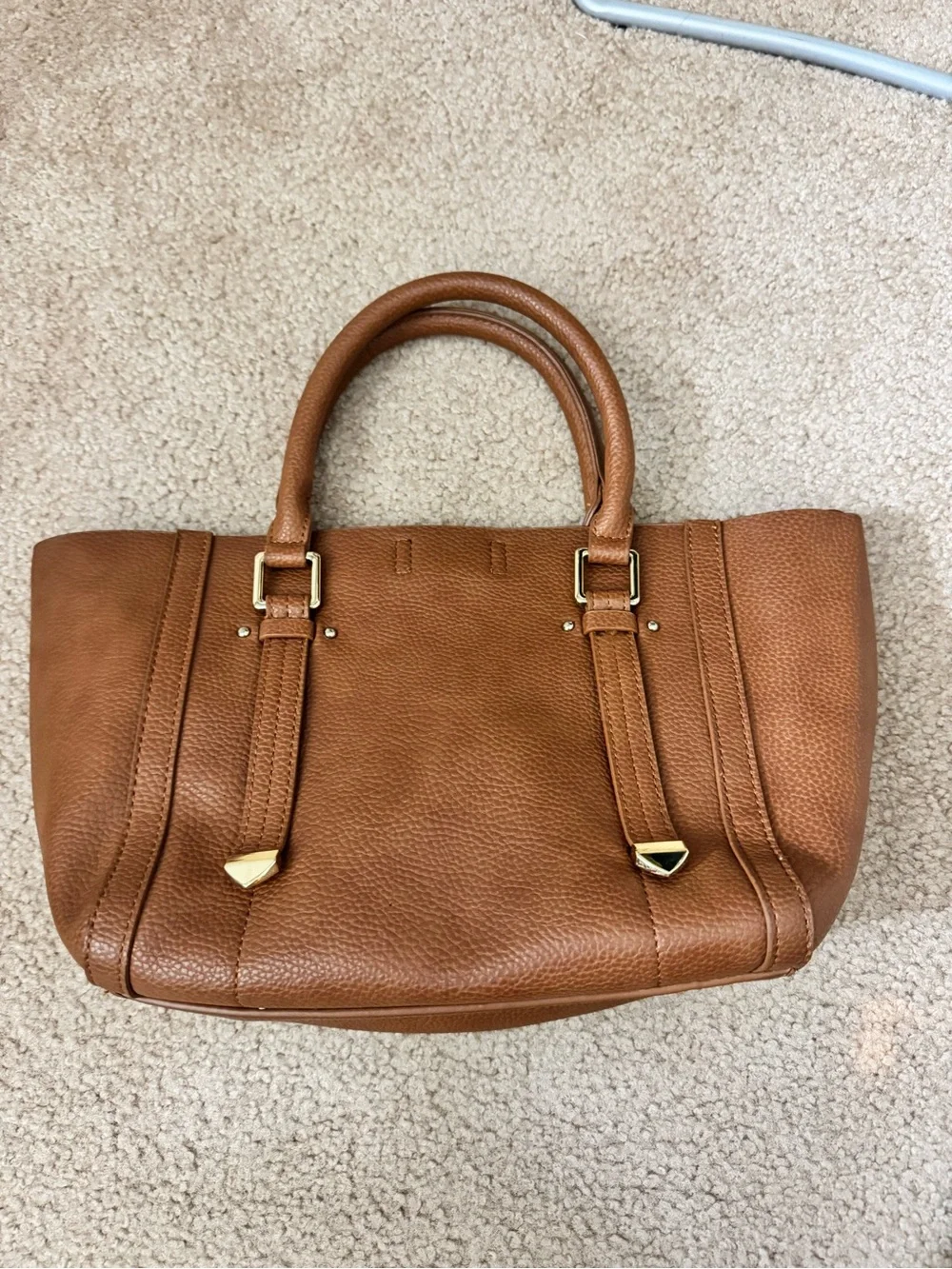 Steve Madden Brown Pebbled Leather Satchel with Gold Hardware